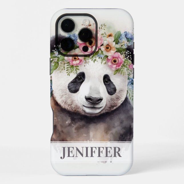 Coque iPhone Fleurs de Panda Aquarelle                          (Verso)