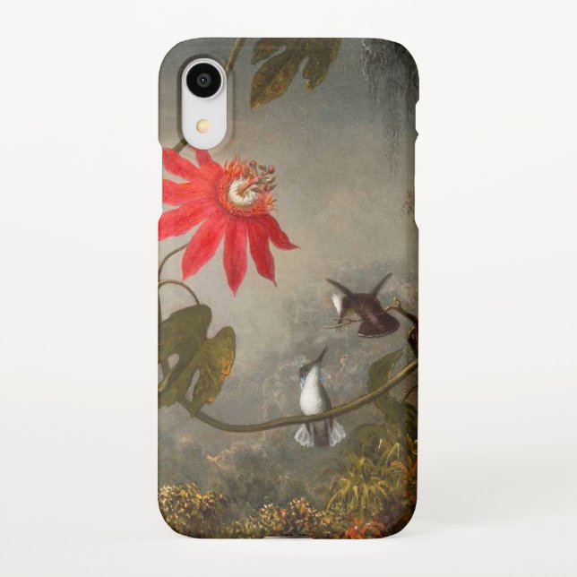 Coque iPhone Fleurs de passion avec tête de colibris (Dos)