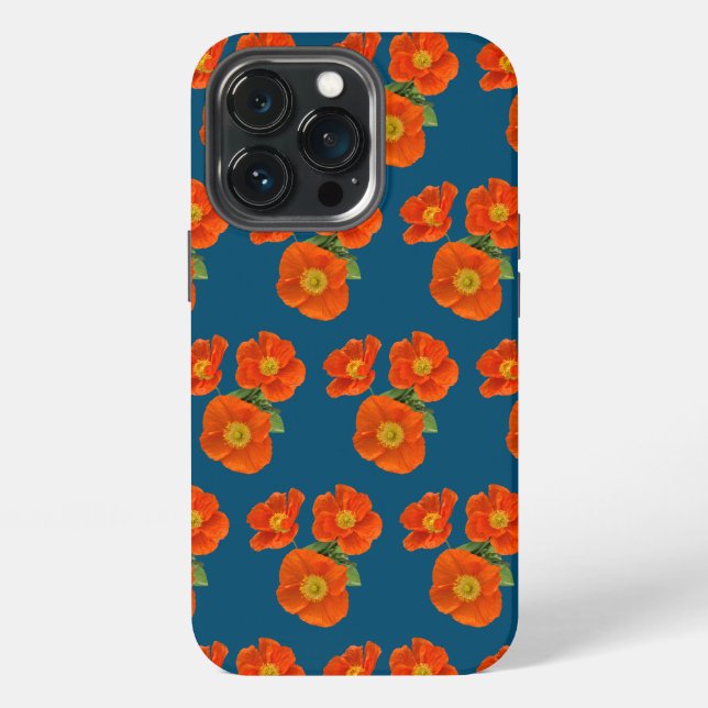 Coque iPhone Fleurs de pavot orange (Dos)