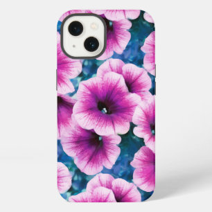 Etui iPhone 13 Fleurs de pétunia roses et violettes