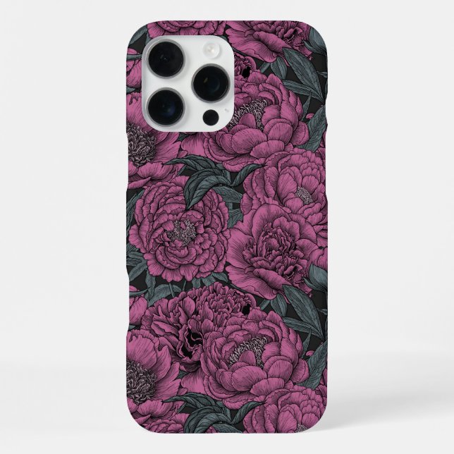 Coque iPhone Fleurs de pivoines violettes (Verso)