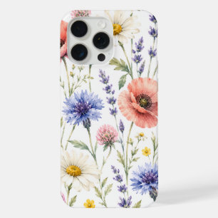 Coque iPhone 15 Pro Max Fleurs de Prairie de Fleur Sauvage à l'Aquarelle