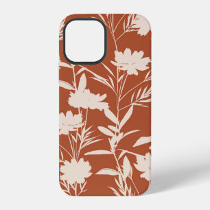 Coque iPhone 12 Fleurs de prairie de silhouette rétro sans couture