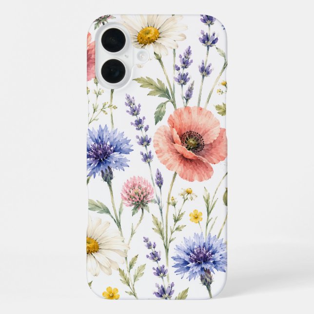 Coque iPhone Fleurs de Prairie Sauvage Aquarelle (Verso)