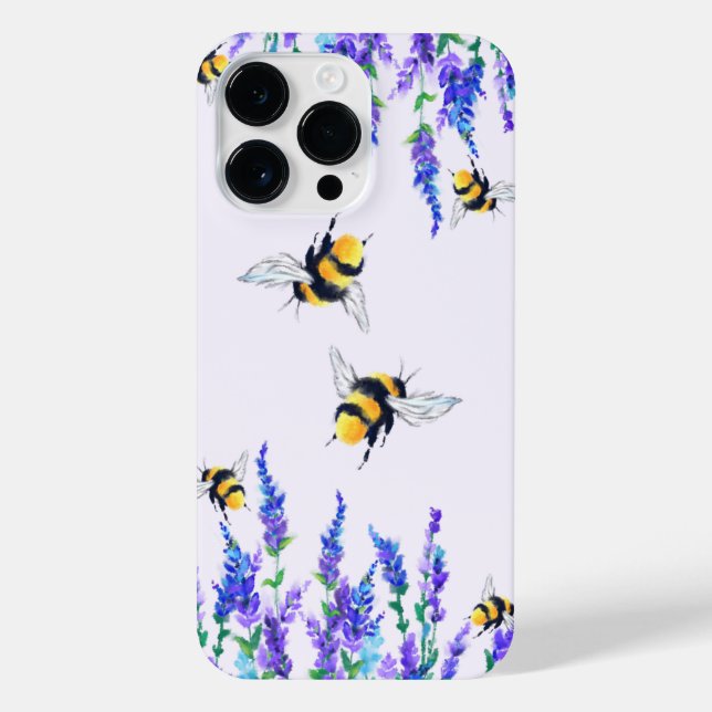 Coque iPhone Fleurs de printemps et abeilles volent (Verso)