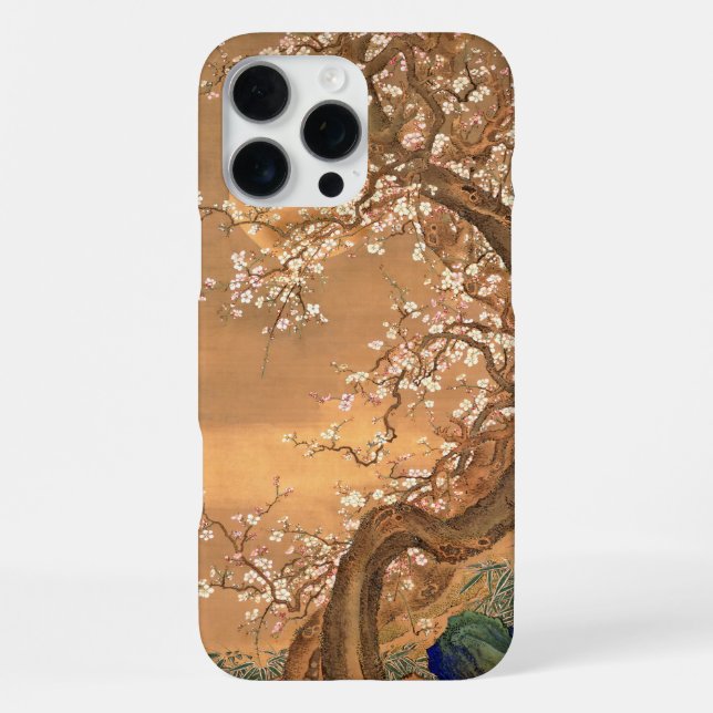 Coque iPhone Fleurs de prune rose et blanche au clair de lune,  (Verso)