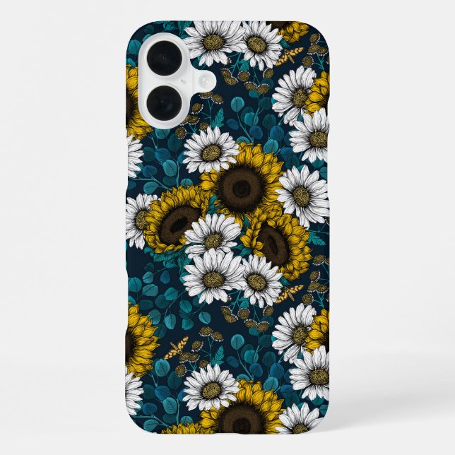 Coque iPhone Fleurs de soleil et marguerites, jardin d'été 2 (Verso)