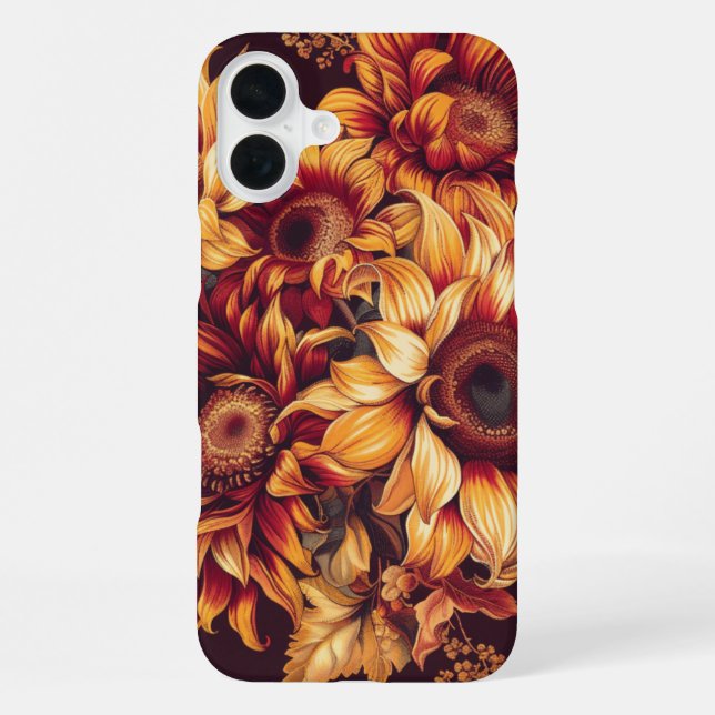 COQUE iPhone FLEURS DE TOURNESOL ROUGE ORANGE JAUNE D'AUTOMNE (Verso)