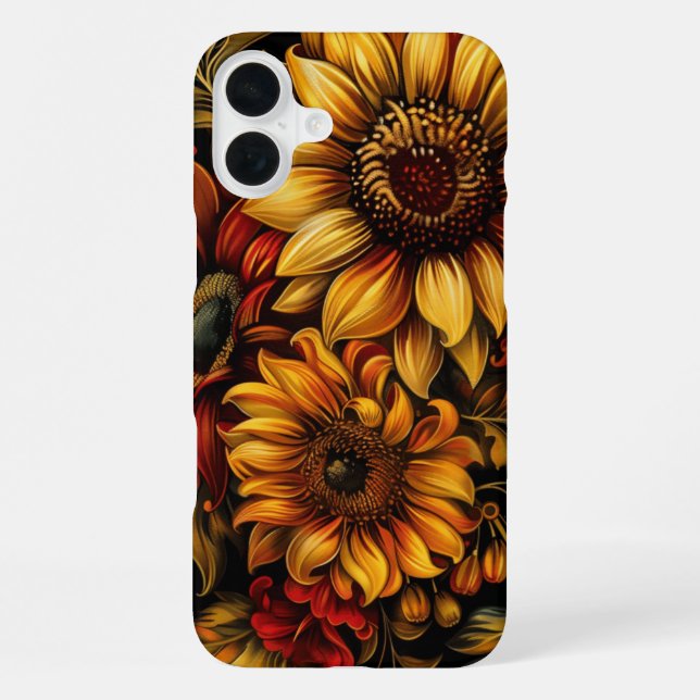 COQUE iPhone FLEURS DE TOURNESOL ROUGE ORANGE JAUNE D'AUTOMNE (Verso)