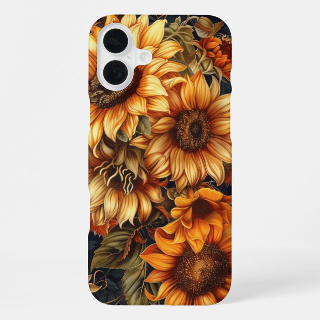 COQUE iPhone FLEURS DE TOURNESOL ROUGE ORANGE JAUNE D'AUTOMNE (Verso)