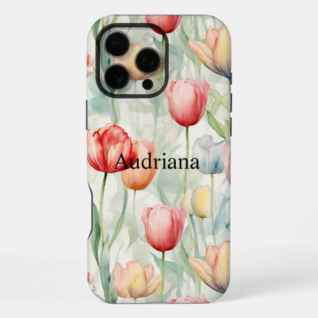 Coque iPhone Fleurs de tulipe jaune rouge de ferme (Verso)