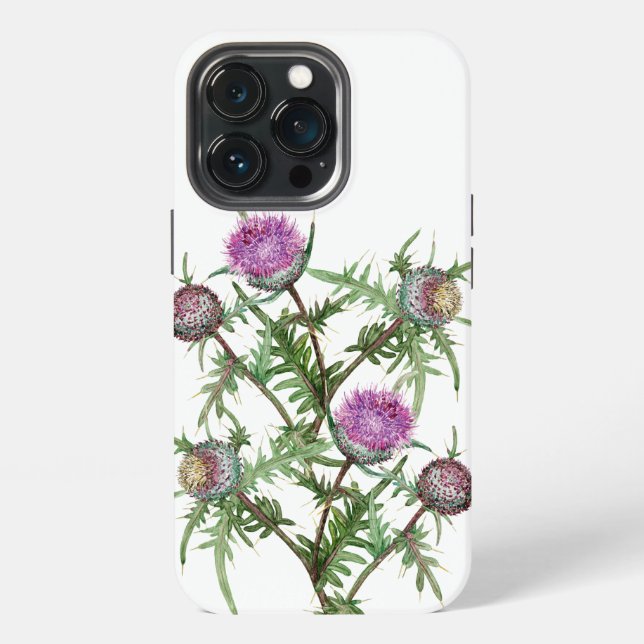 Coque iPhone fleurs de violette chardon  (Dos)