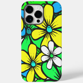 Coque Pour Pour iPhone 14 Pro Max Fleurs d'été assez brillantes Bleu Jaune et Vert