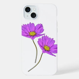 Coque iPhone 15 Plus Fleurs Deux Cosmos Violets