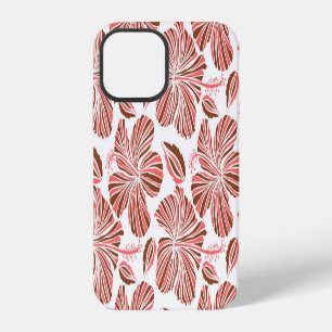 Coque iPhone 12 Fleurs d'hibiscus hawaïens : style tropical brun.
