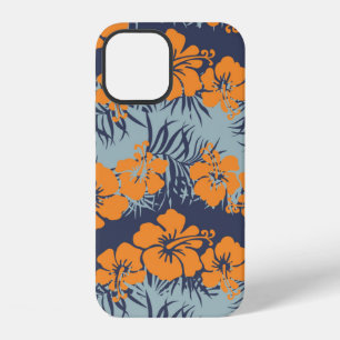 Coque iPhone 12 Fleurs d'hibiscus motif sans couture, Papier peint
