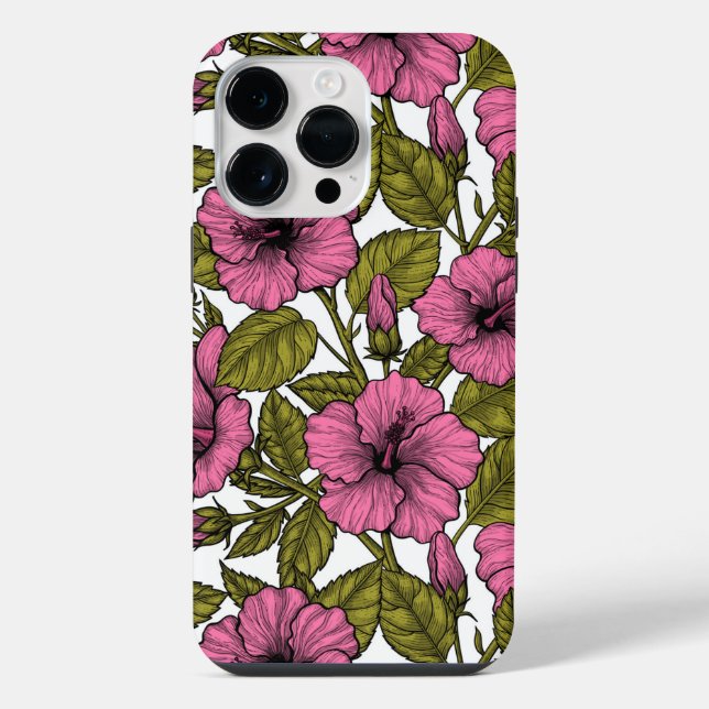 Coque iPhone Fleurs d'hibiscus rose (Verso)