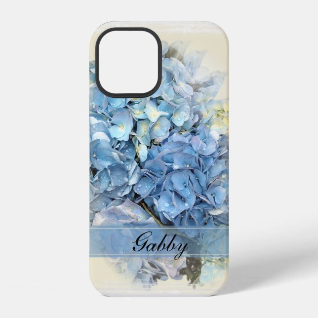 Coque iPhone Fleurs d'Hortensia Bleu (Verso)