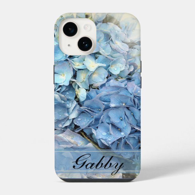 Coque iPhone Fleurs d'Hortensia Bleu (Verso)