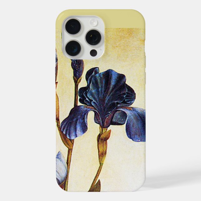 Coque iPhone FLEURS D'IRIS BLEU ÉLÉGANT Fleurs d'Ivoire (Verso)