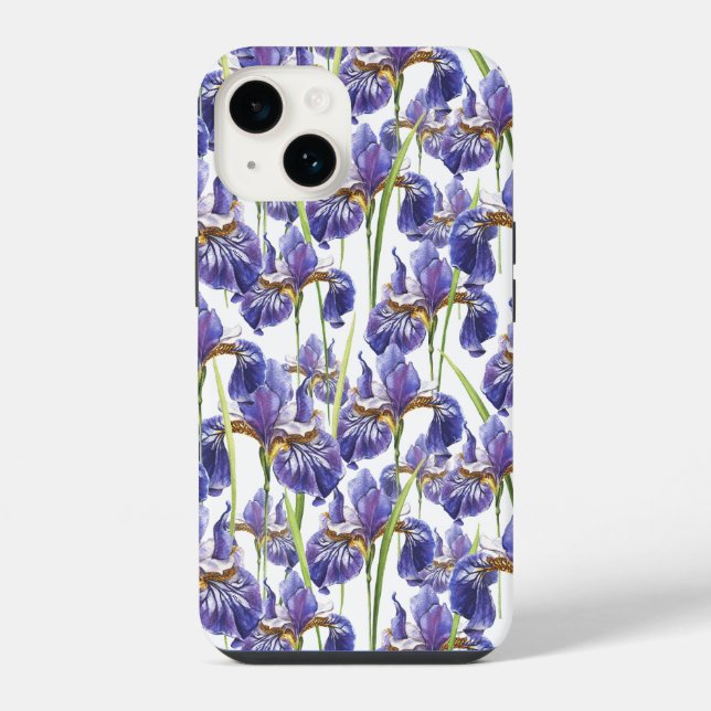 Coque iPhone Fleurs d'Iris Violettes (Verso)