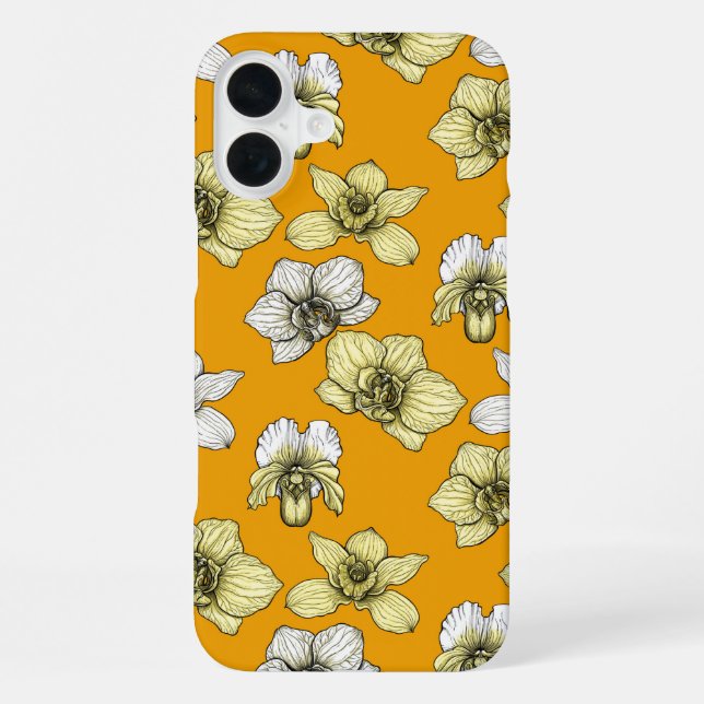 Coque iPhone Fleurs d'orchidées jaune et blanc (Verso)