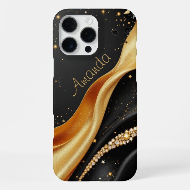 Coque iPhone Fleurs dorées foncées riches (Verso)