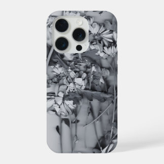 Coque iPhone 15 Pro Fleurs en noir et blanc