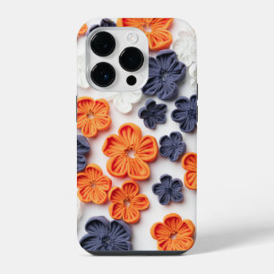 Coque Pour iPhone 14 Plus Fleurs en tissu cousu à la main printemps orange b