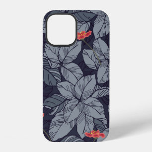 Coque iPhone 12 Fleurs et motif feuille, tropicale, 