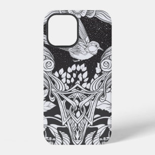 Coque iPhone 12 Fleurs et oiseau dans un motif sans couture de sty