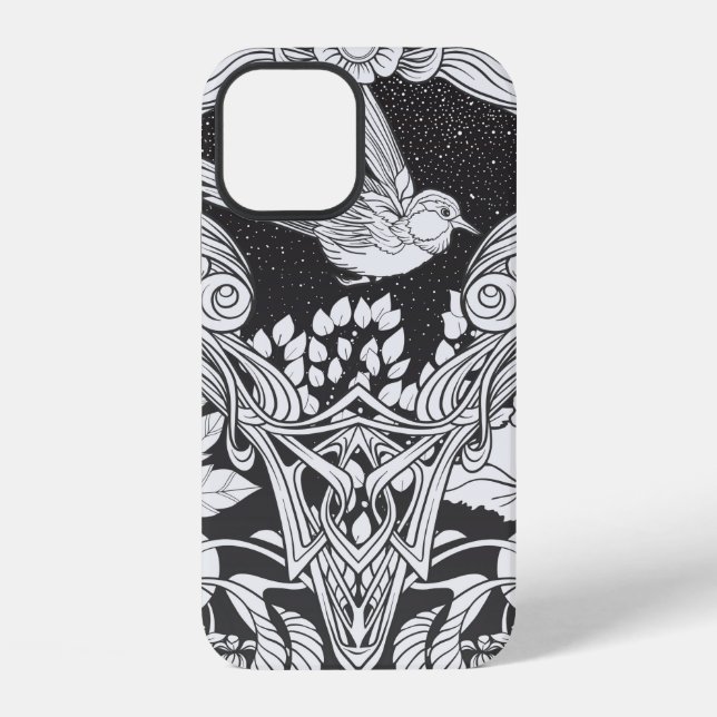 Coque iPhone Fleurs et oiseau dans un motif sans couture de sty (Verso)