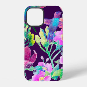 Coque iPhone 12 Fleurs et oiseaux exotiques