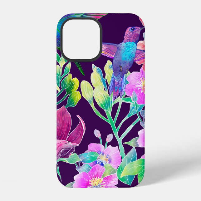 Coque iPhone Fleurs et oiseaux exotiques (Verso)