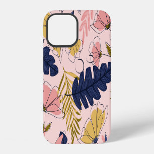 Coque iPhone 12 Fleurs Feuilles tropicales Imprimer Vintage
