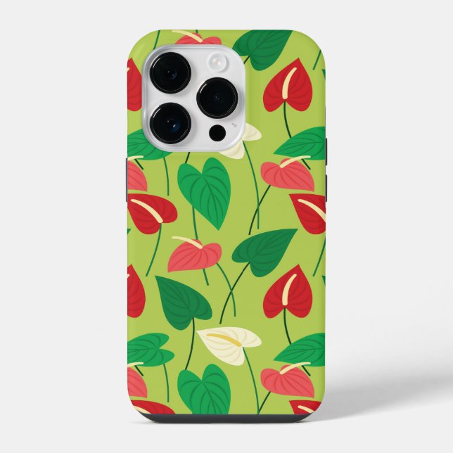 Coque iPhone Fleurs flamingo colorées motif (Verso)