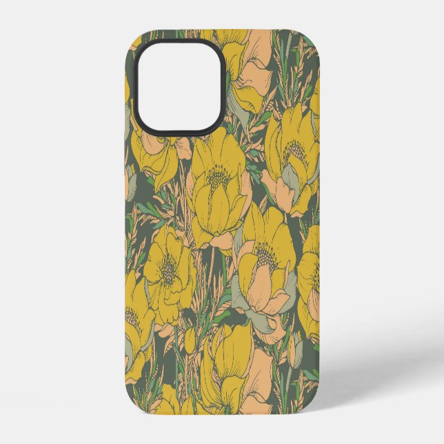 Coque iPhone Fleurs graphiques de Trollius de printemps (Verso)