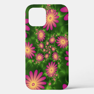 Coque iPhone 12 Fleurs Imaginaires roses Art Fractal Abstrait mode