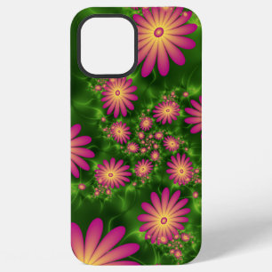 Coque iPhone 12 Pro Max Fleurs Imaginaires roses Art Fractal Abstrait mode