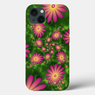Etui iPhone 13 Fleurs Imaginaires roses Art Fractal Abstrait mode