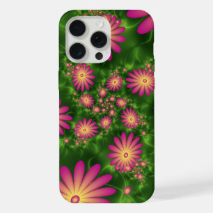 Coque iPhone 15 Pro Max Fleurs Imaginaires roses Art Fractal Abstrait mode