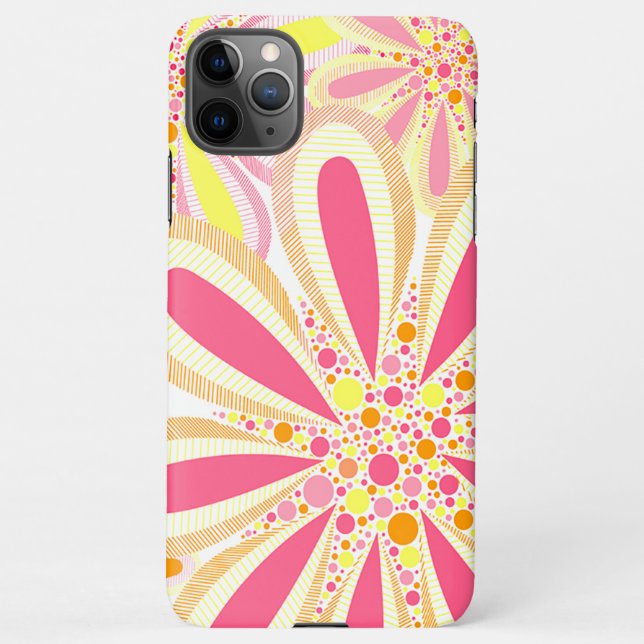 Coque iPhone Fleurs jaunes et roses (Dos)