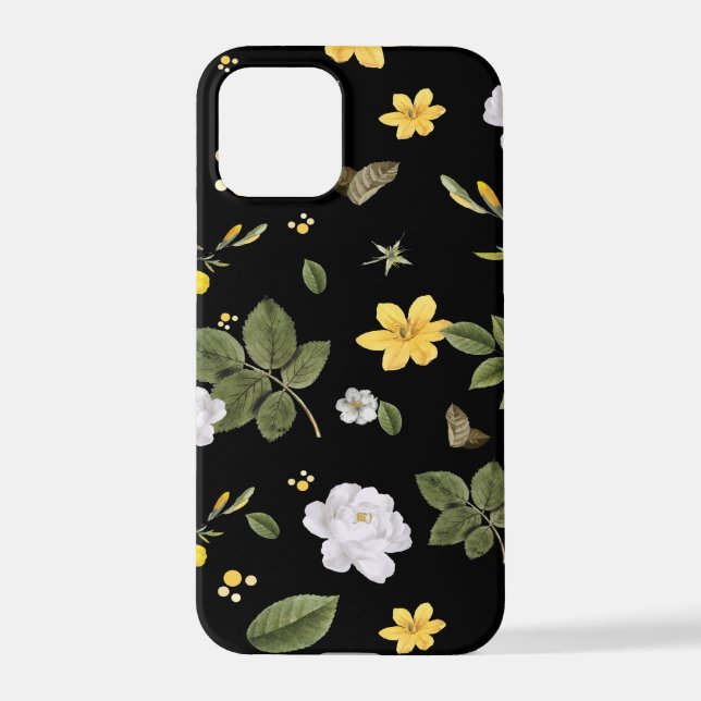 Coque iPhone Fleurs jaunes et roses blanches 2 (Verso)
