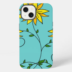Etui iPhone 13 Fleurs jaunes joyeuses et amusantes Art doodle