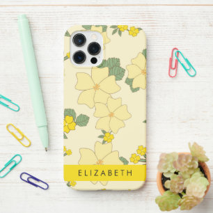 Coque iPhone 12 Pro Fleurs Jaunes, Motif De Fleurs, Votre Nom