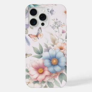 Coque iPhone 15 Pro Max Fleurs lumineuses et papillons 🌼