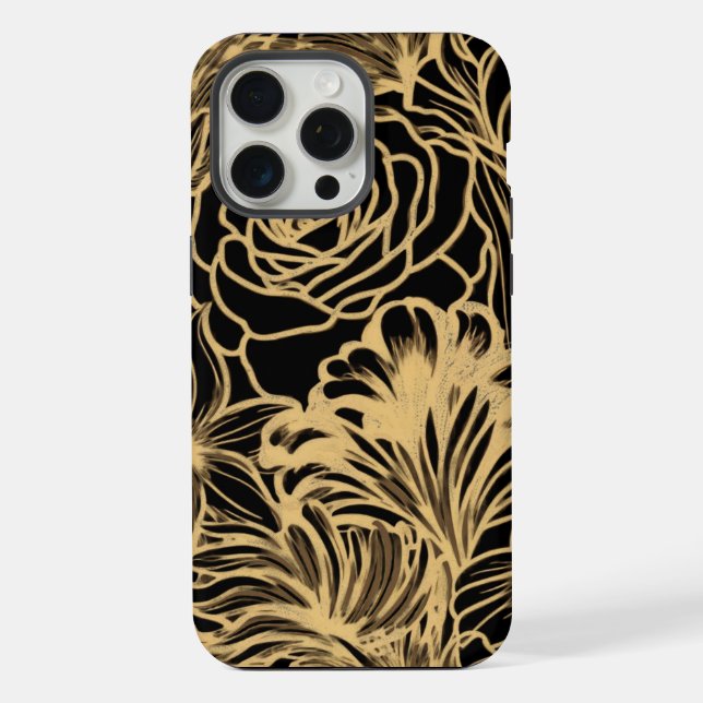 Coque iPhone Fleurs modernes mignonnes et simples avec paillett (Verso)