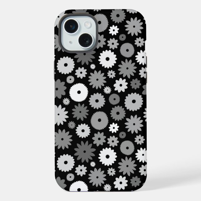 Coque iPhone Fleurs monochromes à motif répétitif (Verso)