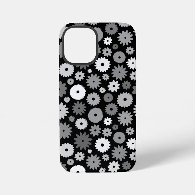 Coque iPhone Fleurs monochromes à motif répétitif (Verso)