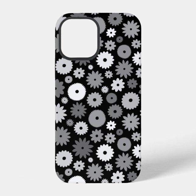Coque iPhone Fleurs monochromes à motif répétitif (Verso)